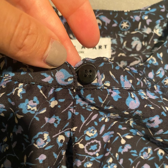 NWT APIECE APART Dress Womens Large  Black Blue Olga Mini Floral Print Cotton - Picture 6 of 11